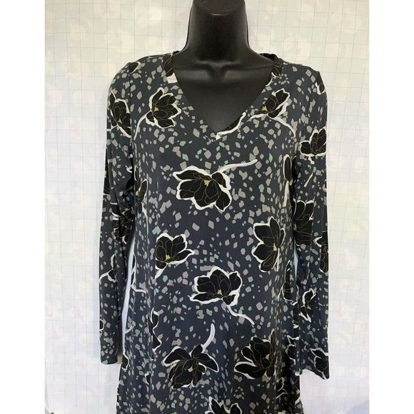 LOGO women Floral Split Back Top by Lori Goldstein Rayon 230 Shadow - Picture 5 of 7